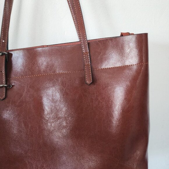 Kattee Leather Hobo Brown Bag Zip Close Leather - Picture 3 of 7